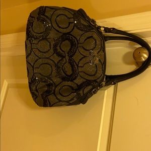 Coach top handle sequin bag with strap